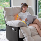 Sofá reclinable manual moderno minimalista cuadrado-rectangular de polipiel y terciopelo con estructura de madera maciza y contrachapada, con respaldo y reposabrazos para salón