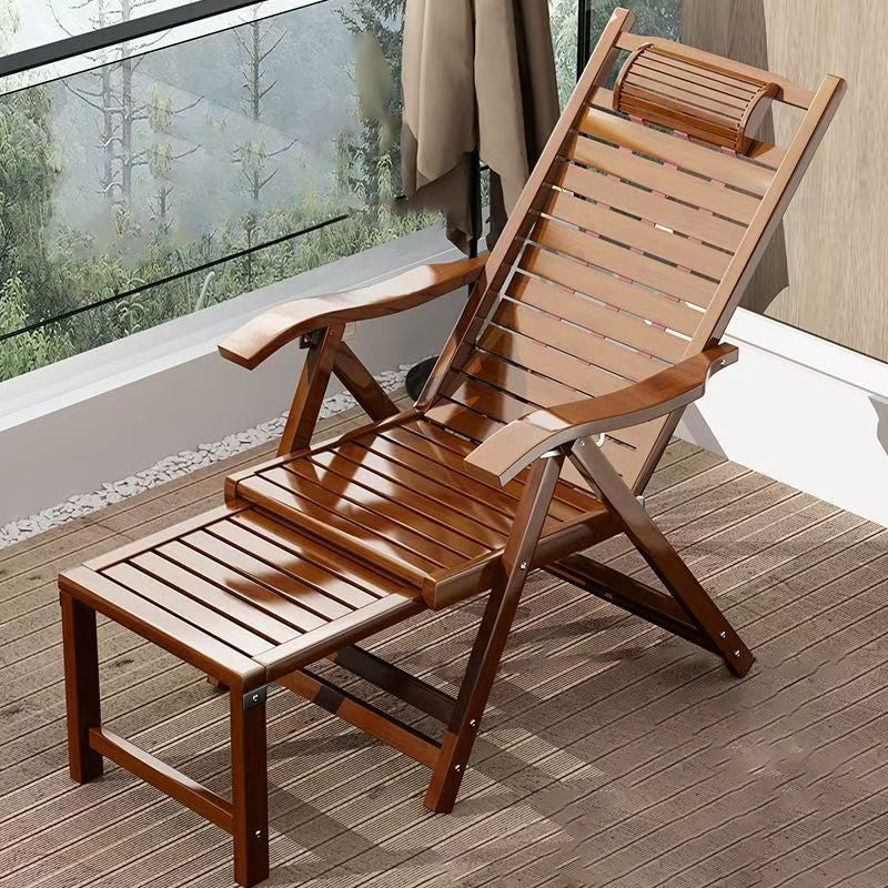 Sillón Reclinable Rectangular Plegable de Bambú y Madera de Estilo Chino Tradicional con Respaldo y Reposabrazos para Sala de Estar