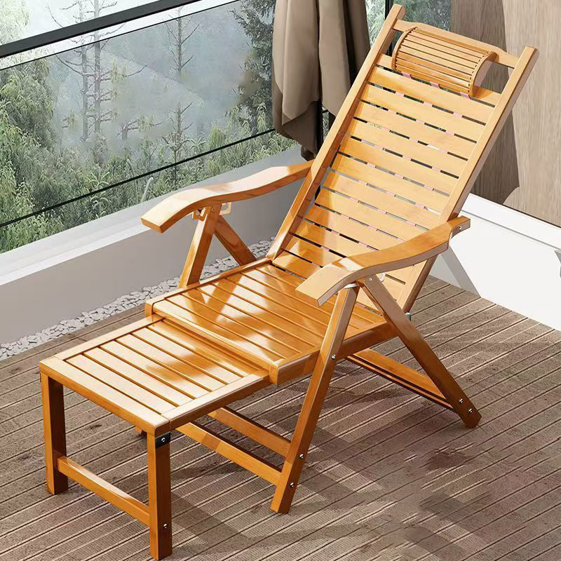 Sillón Reclinable Rectangular Plegable de Bambú y Madera de Estilo Chino Tradicional con Respaldo y Reposabrazos para Sala de Estar