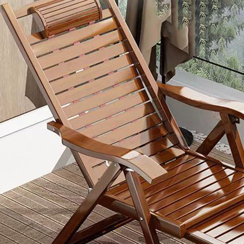 Sillón Reclinable Rectangular Plegable de Bambú y Madera de Estilo Chino Tradicional con Respaldo y Reposabrazos para Sala de Estar