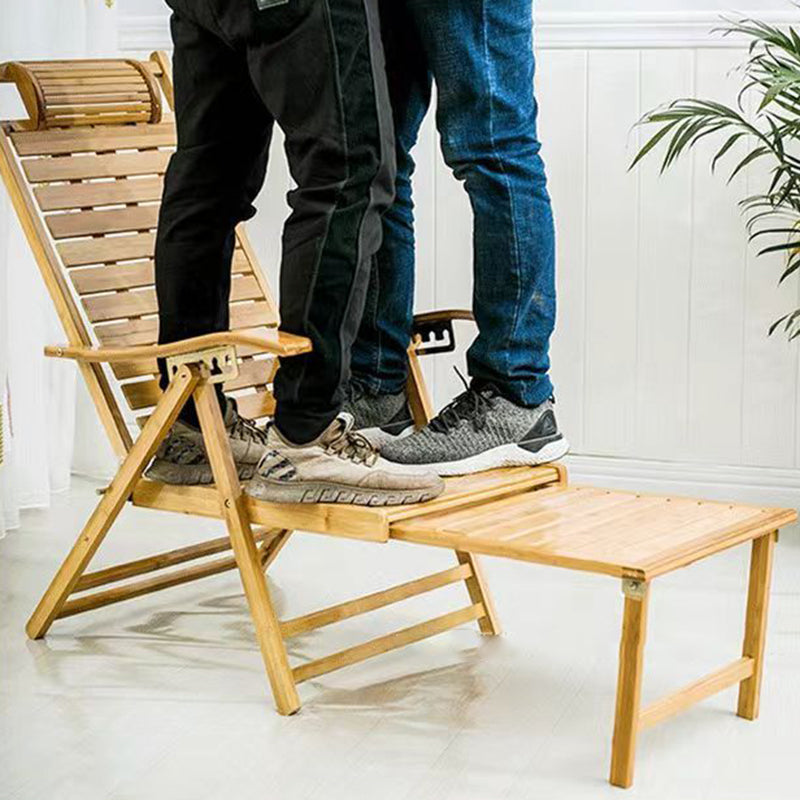 Sillón Reclinable Rectangular Plegable de Bambú y Madera de Estilo Chino Tradicional con Respaldo y Reposabrazos para Sala de Estar