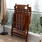 Sillón Reclinable Rectangular Plegable de Bambú y Madera de Estilo Chino Tradicional con Respaldo y Reposabrazos para Sala de Estar