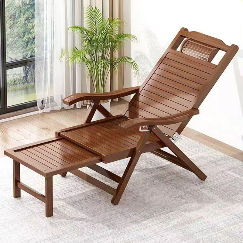 Sillón Reclinable Rectangular Plegable de Bambú y Madera de Estilo Chino Tradicional con Respaldo y Reposabrazos para Sala de Estar