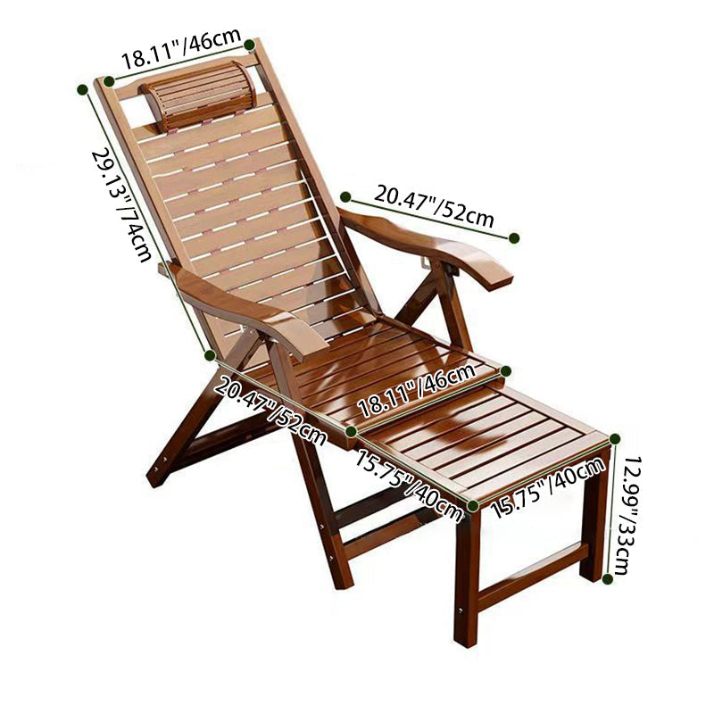 Sillón Reclinable Rectangular Plegable de Bambú y Madera de Estilo Chino Tradicional con Respaldo y Reposabrazos para Sala de Estar