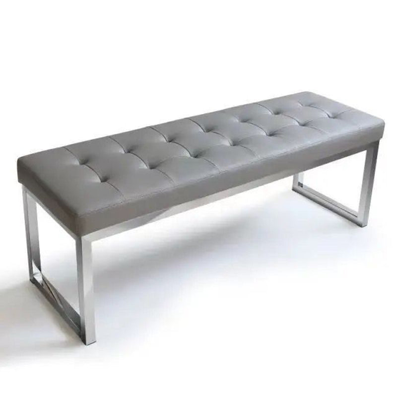 Modern Minimalist Rectangular Cat Scratch Leather Steel Bench For Entryways