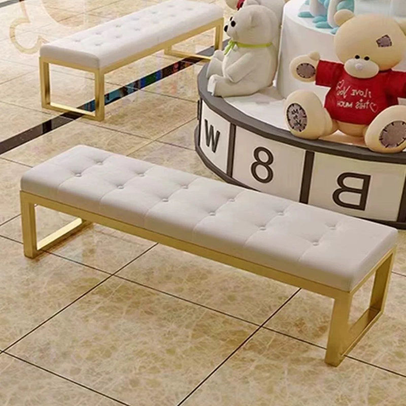 Modern Minimalist Rectangular Cat Scratch Leather Steel Bench For Entryways