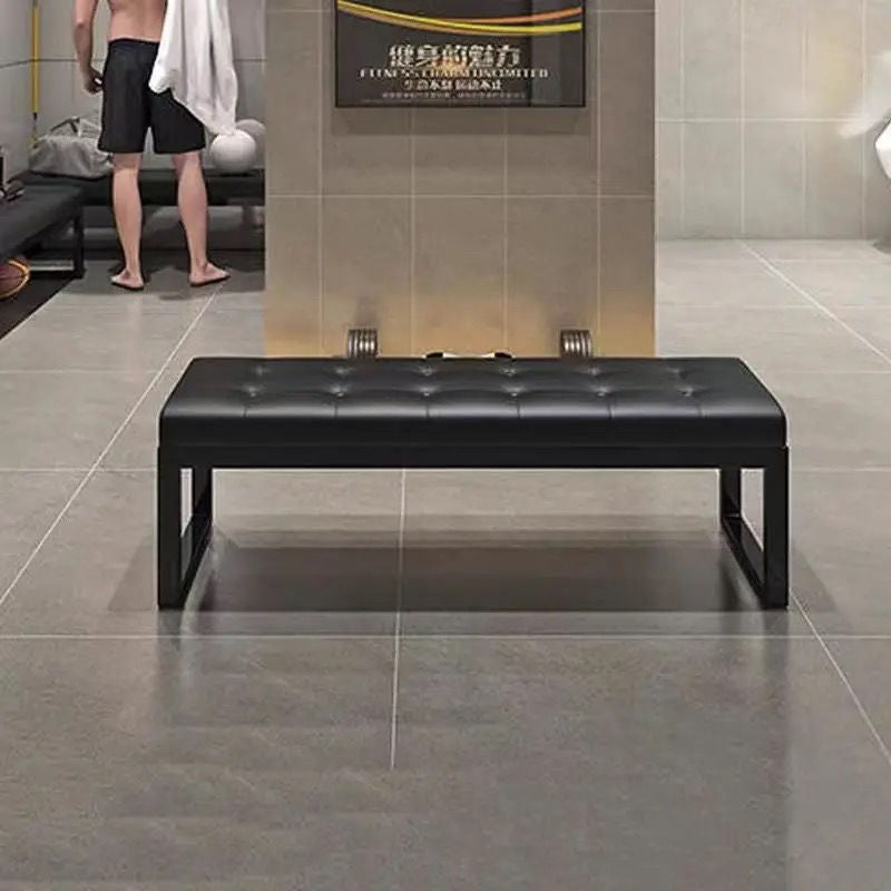 Modern Minimalist Rectangular Cat Scratch Leather Steel Bench For Entryways