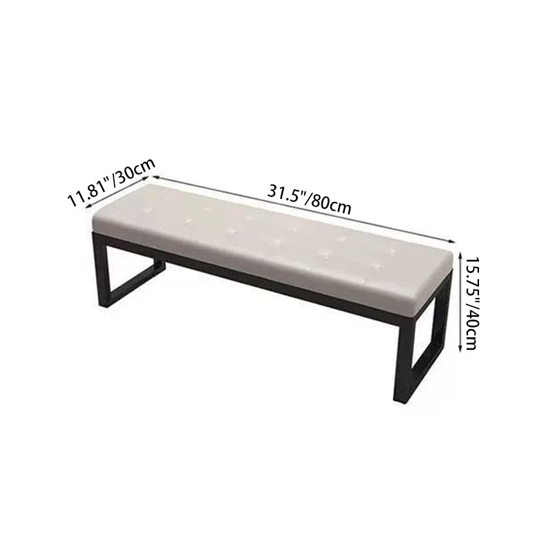 Banco rectangular moderno minimalista de piel y acero para la entrada, con rascador para gatos