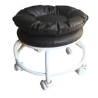 Modern Minimalist Round Faux Nappa Leather Movable Low Stool with Plastic Base for Living Room