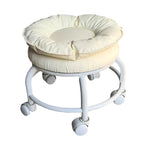 Modern Minimalist Round Faux Nappa Leather Movable Low Stool with Plastic Base for Living Room