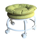 Modern Minimalist Round Faux Nappa Leather Movable Low Stool with Plastic Base for Living Room