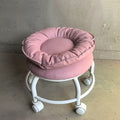 Modern Minimalist Round Faux Nappa Leather Movable Low Stool with Plastic Base for Living Room