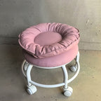 Modern Minimalist Round Faux Nappa Leather Movable Low Stool with Plastic Base for Living Room
