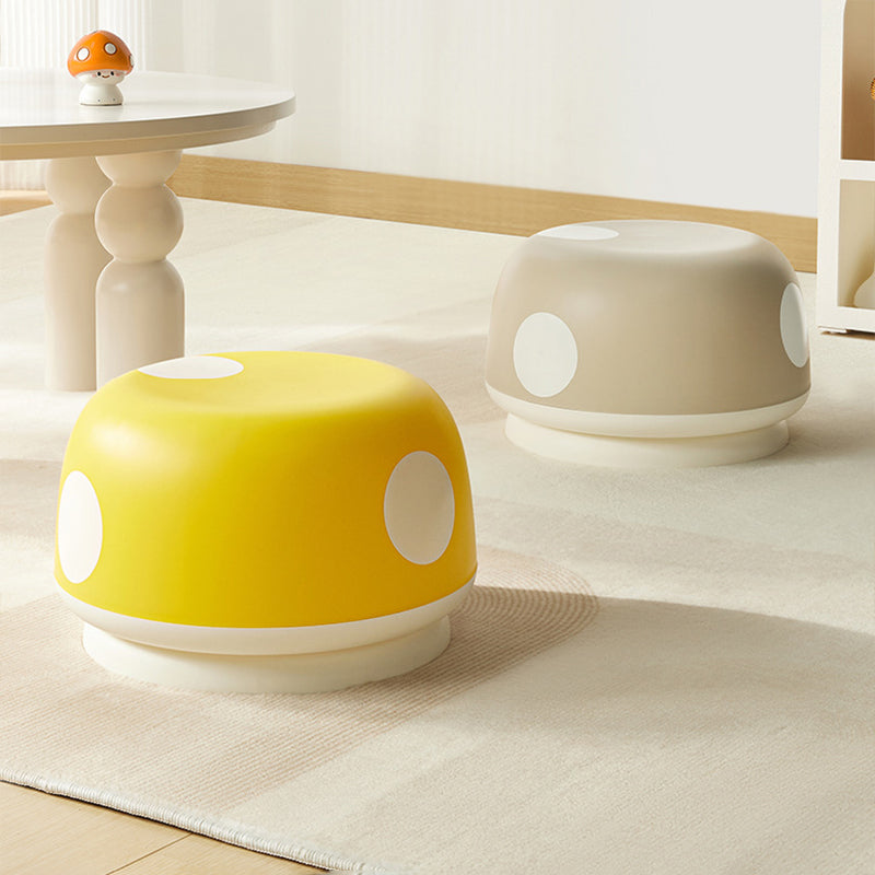 Contemporary Creative Kids Mushroom-Shape PP Plastic Round Low Stool, Stackable—Ideal for Entryways, Living Rooms, and Bedrooms