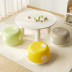 Contemporary Creative Kids Mushroom-Shape PP Plastic Round Low Stool, Stackable—Ideal for Entryways, Living Rooms, and Bedrooms