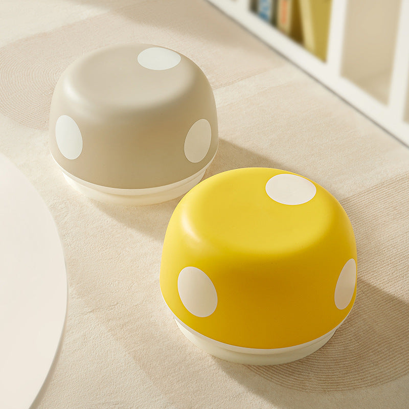 Contemporary Creative Kids Mushroom-Shape PP Plastic Round Low Stool, Stackable—Ideal for Entryways, Living Rooms, and Bedrooms