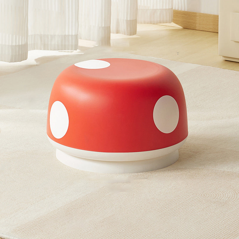 Contemporary Creative Kids Mushroom-Shape PP Plastic Round Low Stool, Stackable—Ideal for Entryways, Living Rooms, and Bedrooms