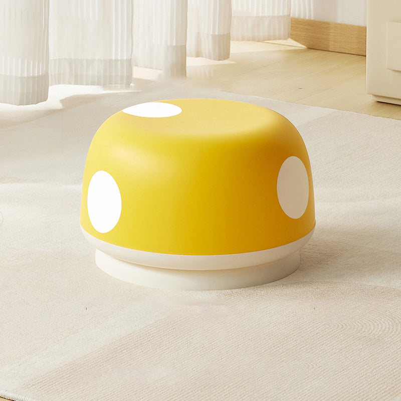 Contemporary Creative Kids Mushroom-Shape PP Plastic Round Low Stool, Stackable—Ideal for Entryways, Living Rooms, and Bedrooms