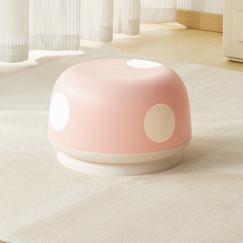 Contemporary Creative Kids Mushroom-Shape PP Plastic Round Low Stool, Stackable—Ideal for Entryways, Living Rooms, and Bedrooms