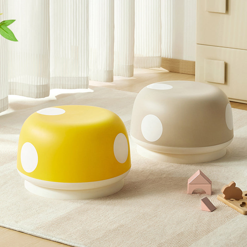 Contemporary Creative Kids Mushroom-Shape PP Plastic Round Low Stool, Stackable—Ideal for Entryways, Living Rooms, and Bedrooms