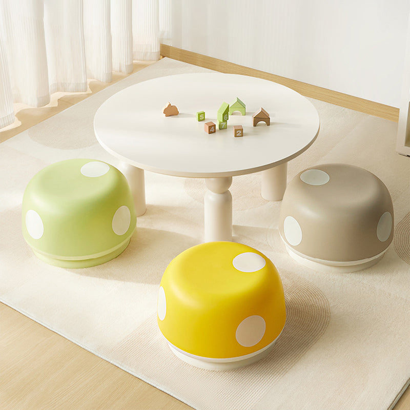 Contemporary Creative Kids Mushroom-Shape PP Plastic Round Low Stool, Stackable—Ideal for Entryways, Living Rooms, and Bedrooms