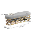 Contemporary Scandinavian Oval Velvet Sponge Iron Shoe Bench Armless For Entryways