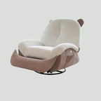 Sillón Reclinable Mecedora Nórdico Contemporáneo Bear-Square de Polipiel con Rotación Motorizada, Estructura de Acero, Respaldo y Reposapiés – Confort de Lana Holandesa y Esponja de Algodón para Sala de Estar
