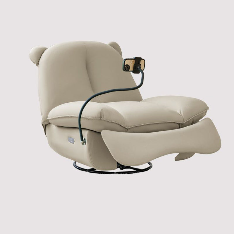 Sillón Reclinable Mecedora Nórdico Contemporáneo Bear-Square de Polipiel con Rotación Motorizada, Estructura de Acero, Respaldo y Reposapiés – Confort de Lana Holandesa y Esponja de Algodón para Sala de Estar