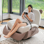 Sillón Reclinable Mecedora Nórdico Contemporáneo Bear-Square de Polipiel con Rotación Motorizada, Estructura de Acero, Respaldo y Reposapiés – Confort de Lana Holandesa y Esponja de Algodón para Sala de Estar