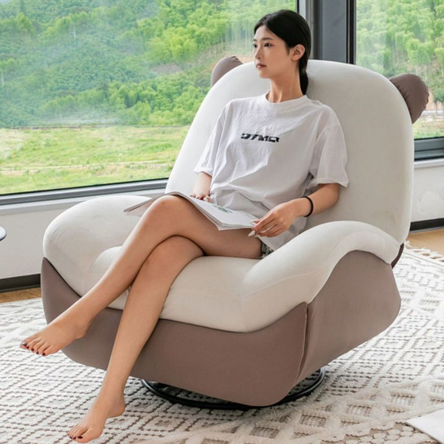 Sillón Reclinable Mecedora Nórdico Contemporáneo Bear-Square de Polipiel con Rotación Motorizada, Estructura de Acero, Respaldo y Reposapiés – Confort de Lana Holandesa y Esponja de Algodón para Sala de Estar