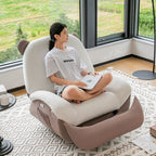 Sillón Reclinable Mecedora Nórdico Contemporáneo Bear-Square de Polipiel con Rotación Motorizada, Estructura de Acero, Respaldo y Reposapiés – Confort de Lana Holandesa y Esponja de Algodón para Sala de Estar