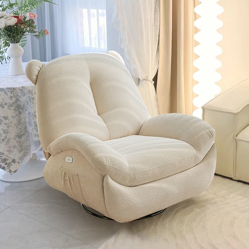 Sillón Reclinable Mecedora Nórdico Contemporáneo Bear-Square de Polipiel con Rotación Motorizada, Estructura de Acero, Respaldo y Reposapiés – Confort de Lana Holandesa y Esponja de Algodón para Sala de Estar