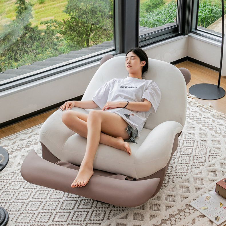 Sillón Reclinable Mecedora Nórdico Contemporáneo Bear-Square de Polipiel con Rotación Motorizada, Estructura de Acero, Respaldo y Reposapiés – Confort de Lana Holandesa y Esponja de Algodón para Sala de Estar