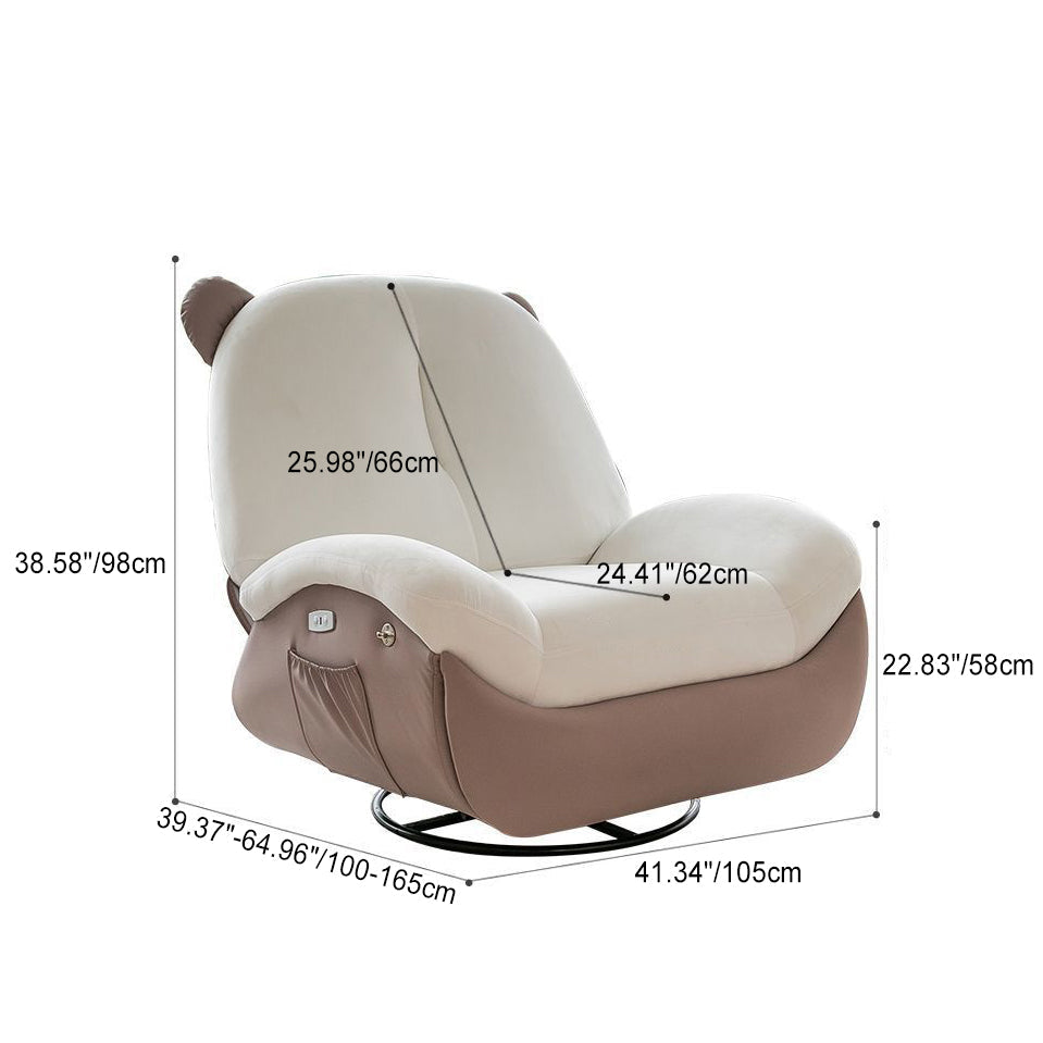 Sillón Reclinable Mecedora Nórdico Contemporáneo Bear-Square de Polipiel con Rotación Motorizada, Estructura de Acero, Respaldo y Reposapiés – Confort de Lana Holandesa y Esponja de Algodón para Sala de Estar