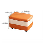 Taburete moderno rectangular de cuero sintético con estructura de madera, parte superior acolchada, 1 espacio de almacenamiento, apilable y sin respaldo – Taburete ideal para la entrada