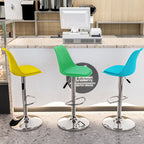 Modern Minimalist Metal Plastic Faux Leather Sponge Oval Swivel Liftable Bar Stool Backrest Footrest For Kitchen