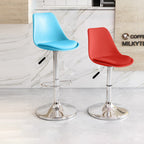 Modern Minimalist Metal Plastic Faux Leather Sponge Oval Swivel Liftable Bar Stool Backrest Footrest For Kitchen