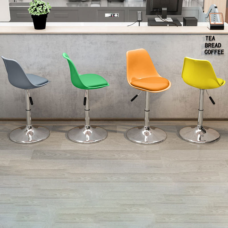 Modern Minimalist Metal Plastic Faux Leather Sponge Oval Swivel Liftable Bar Stool Backrest Footrest For Kitchen