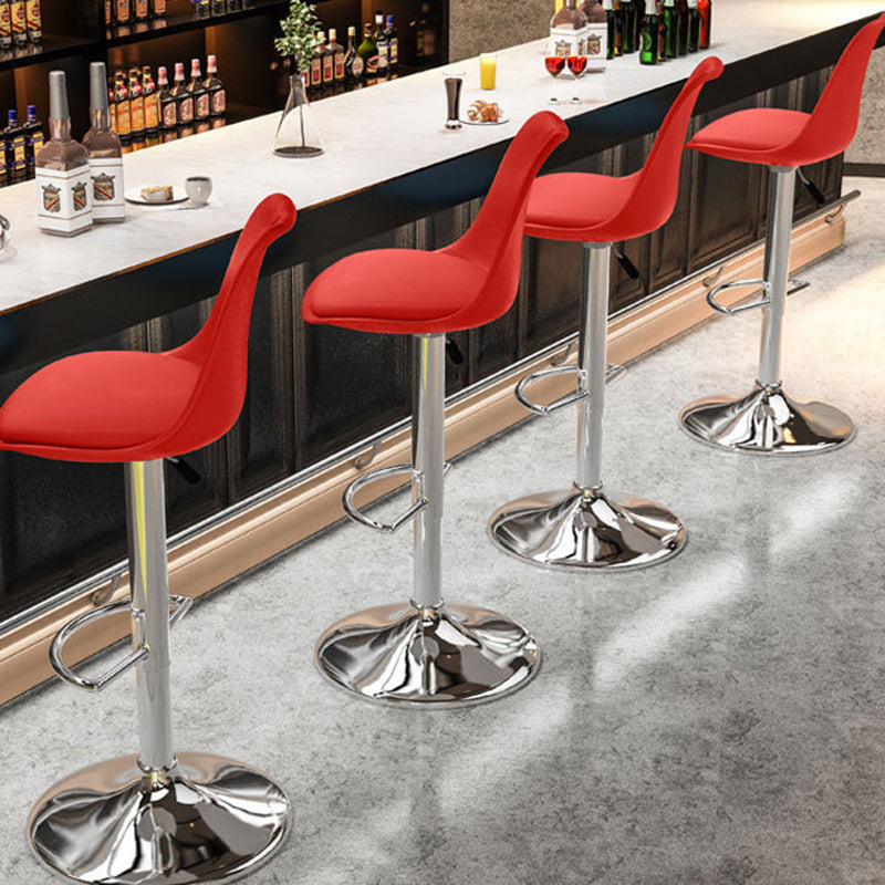 Modern Minimalist Metal Plastic Faux Leather Sponge Oval Swivel Liftable Bar Stool Backrest Footrest For Kitchen