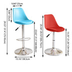 Modern Minimalist Metal Plastic Faux Leather Sponge Oval Swivel Liftable Bar Stool Backrest Footrest For Kitchen