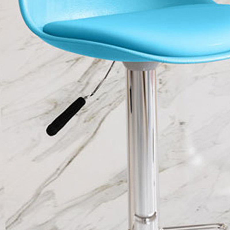 Modern Minimalist Metal Plastic Faux Leather Sponge Oval Swivel Liftable Bar Stool Backrest Footrest For Kitchen