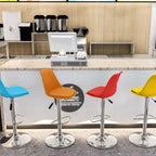 Modern Minimalist Metal Plastic Faux Leather Sponge Oval Swivel Liftable Bar Stool Backrest Footrest For Kitchen