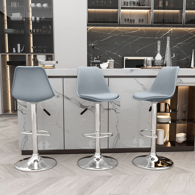 Modern Minimalist Metal Plastic Faux Leather Sponge Oval Swivel Liftable Bar Stool Backrest Footrest For Kitchen