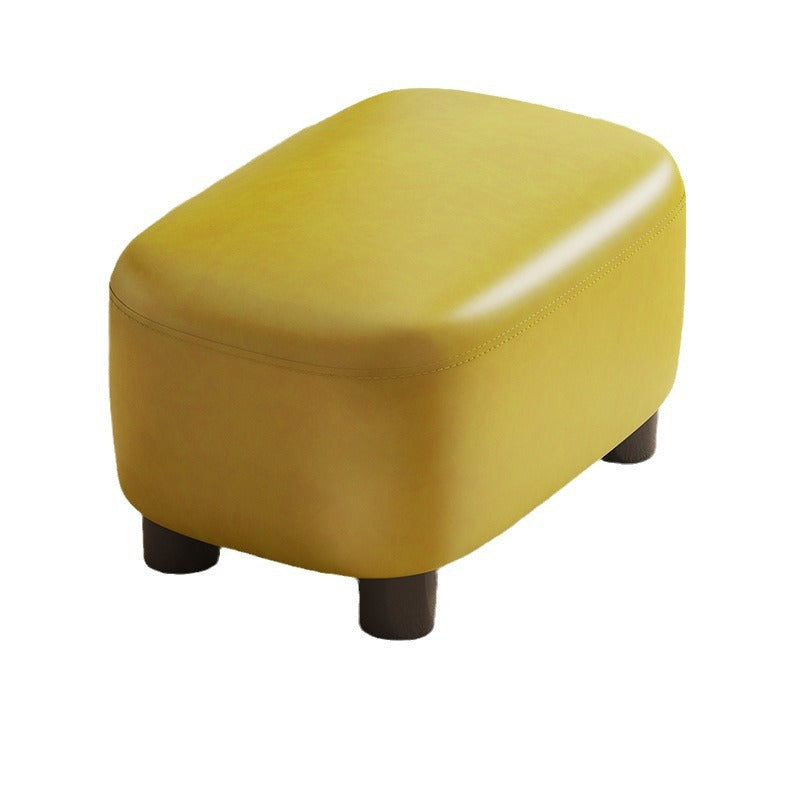 Modern Scandinavian Artificial Leather Rectangular Storage Footstool with Wood Frame and Sponge Cushion – Backless, for Entryway