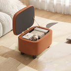Modern Scandinavian Artificial Leather Rectangular Storage Footstool with Wood Frame and Sponge Cushion – Backless, for Entryway