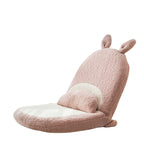 Cojín de respaldo de felpa con orejas de gato de dibujos animados para niños - Almohada cuadrada plegable estilo tatami con tejido de sherpa, relleno de espuma de látex, ideal para sillones reclinables de dormitorio