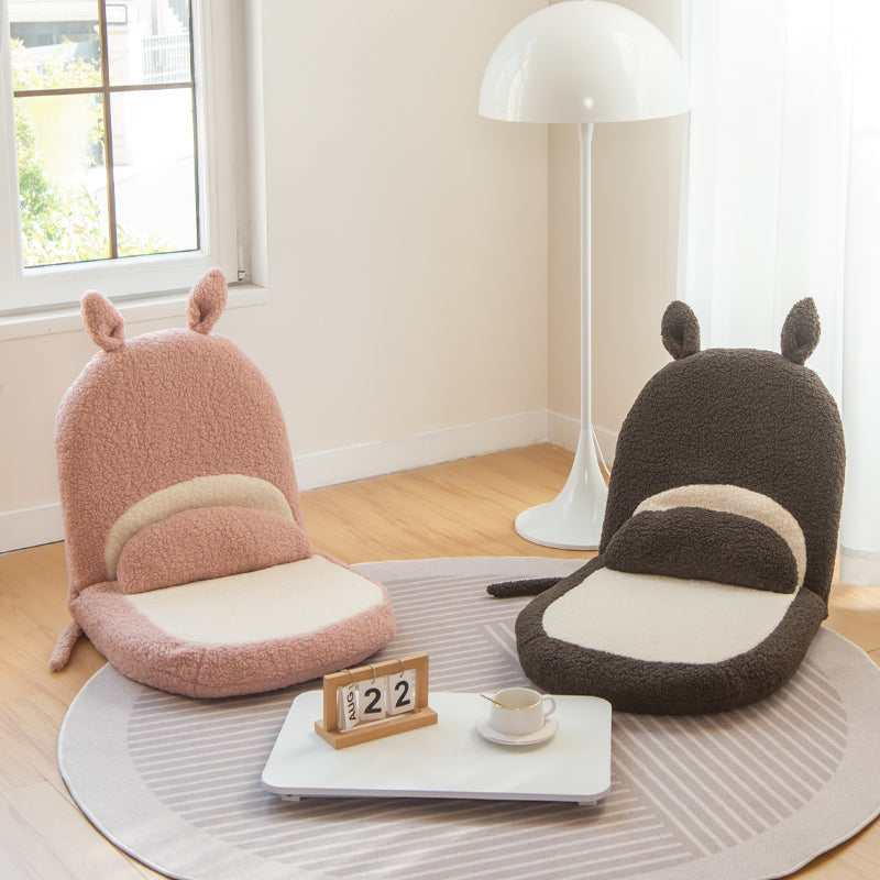 Cojín de respaldo de felpa con orejas de gato de dibujos animados para niños - Almohada cuadrada plegable estilo tatami con tejido de sherpa, relleno de espuma de látex, ideal para sillones reclinables de dormitorio