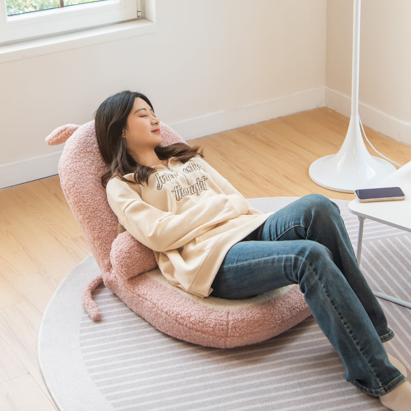 Cojín de respaldo de felpa con orejas de gato de dibujos animados para niños - Almohada cuadrada plegable estilo tatami con tejido de sherpa, relleno de espuma de látex, ideal para sillones reclinables de dormitorio