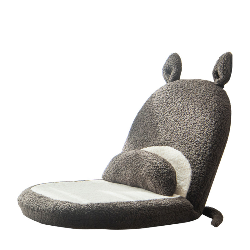 Cojín de respaldo de felpa con orejas de gato de dibujos animados para niños - Almohada cuadrada plegable estilo tatami con tejido de sherpa, relleno de espuma de látex, ideal para sillones reclinables de dormitorio