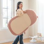 Cojín de respaldo de felpa con orejas de gato de dibujos animados para niños - Almohada cuadrada plegable estilo tatami con tejido de sherpa, relleno de espuma de látex, ideal para sillones reclinables de dormitorio